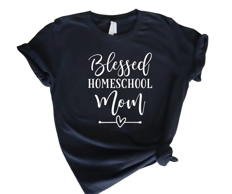 Blessed Homeschool Mom T-Shirt for Women - Cute Stay at Home Mom Gift, Mother's Day Present for Homeschooling Mama - Plus Size Homemaker Shirts - Perfect for Homeschooling, Parenting & Family Life