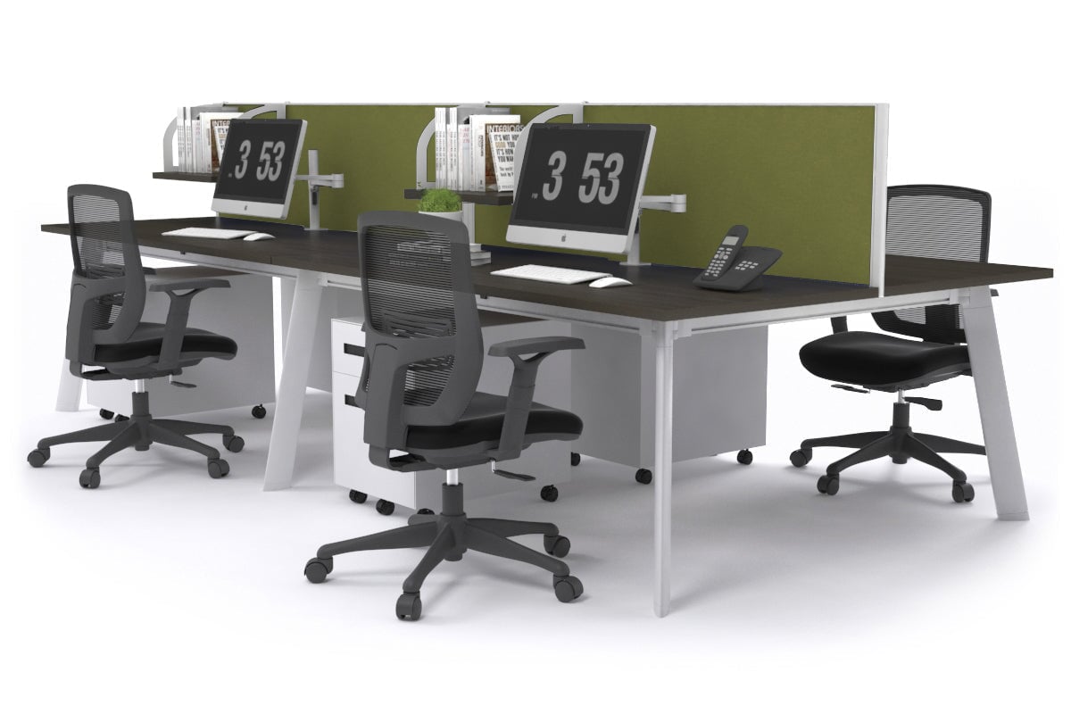 4-Person Workstation with White Frame - 1400L x 700W - Office Desk for Team Collaboration & Shared Workspace - Perfect for Open Offices, Coworking Spaces & Home Offices