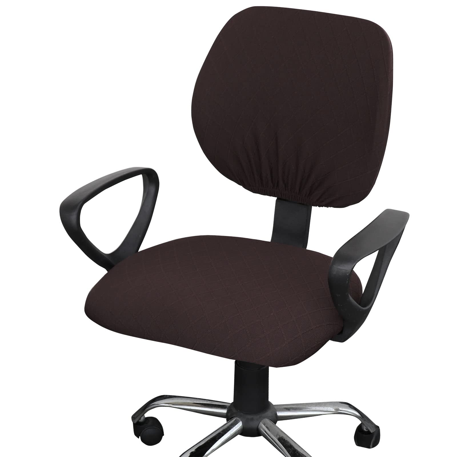 Melaluxe Stretch Jacquard Office Chair Cover - Removable & Washable Desk Chair Slipcover for Swivel Chairs (Coffee) - Perfect for Home Office, Conference Rooms & Workspaces