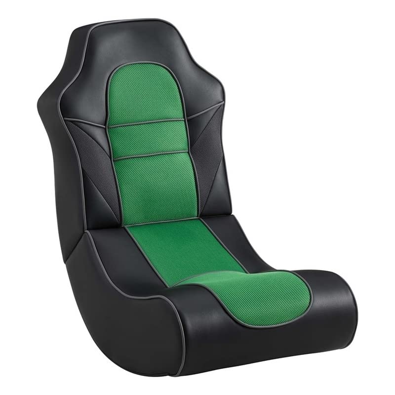 Linon Grayson Wood Upholstered Game Rocking Chair in Green - Comfortable Gaming & Reading Chair for Living Room, Bedroom, Nursery - Ergonomic Design for Relaxation & Entertainment