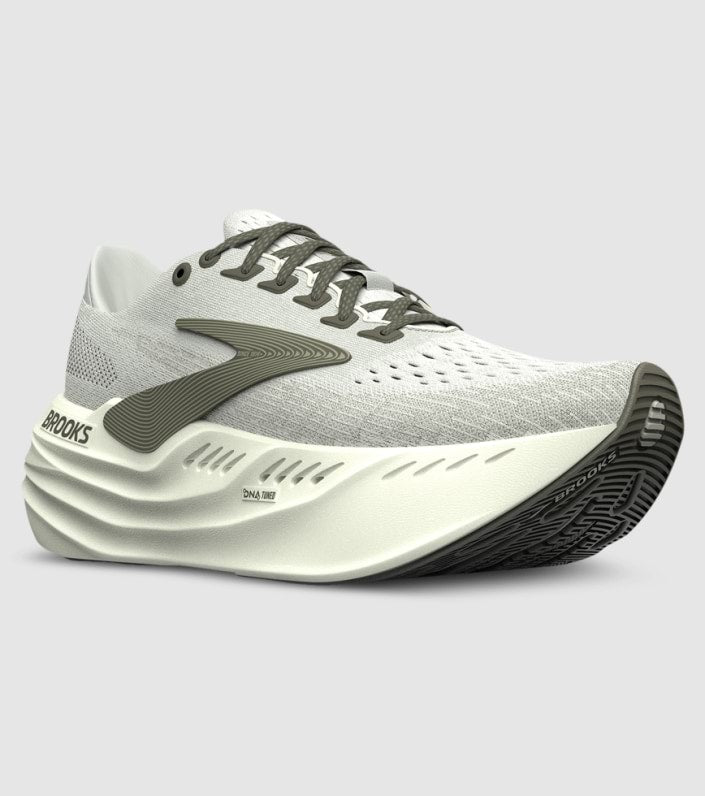 Brooks Glycerin Max Running Shoes for Men - Grey/Dusty Olive/Tea Colorway - D Width Cushioned Sneakers for Long Distance Running & Marathon Training