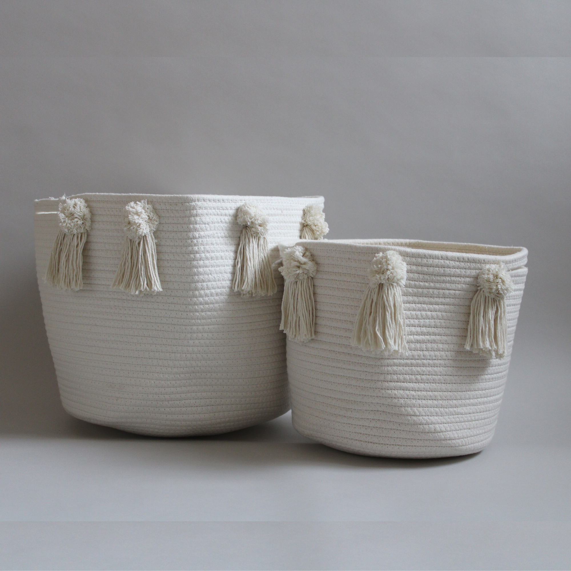 Pom and Tassel Basket - Large Woven Storage Bin for Home Decor, Nursery, or Living Room Organization | Perfect for Blankets, Toys, and Magazines