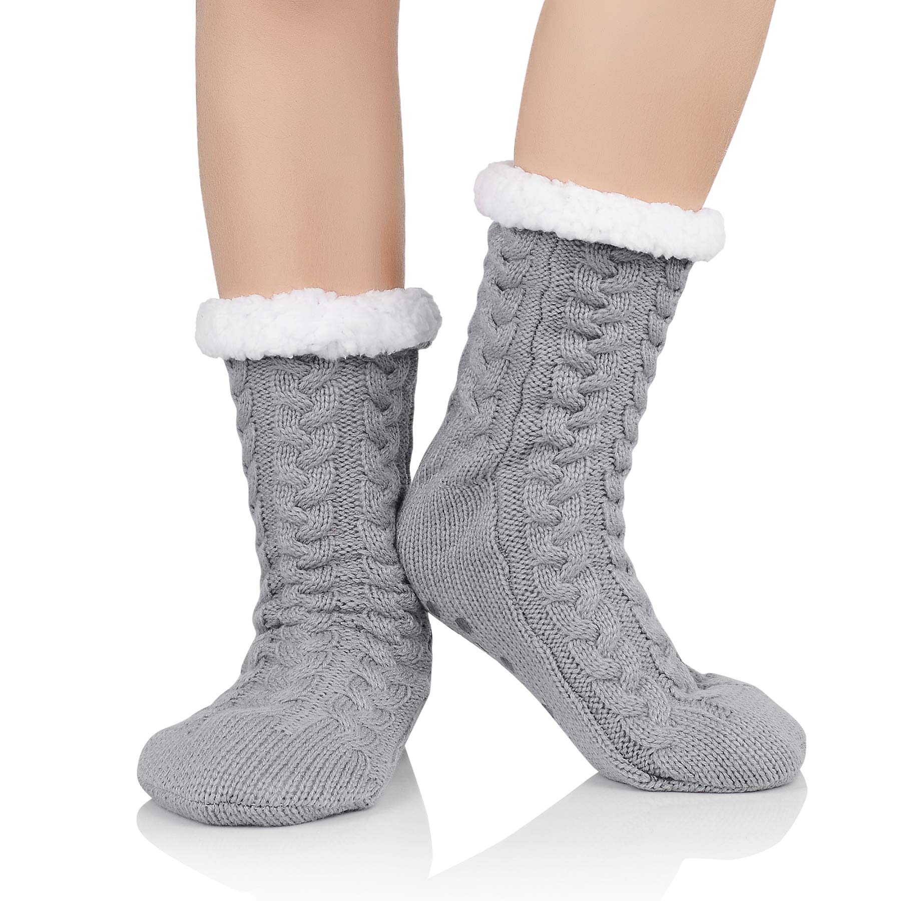 Zando Cozy Fleece Socks for Women & Elderly - Non-Slip Winter Warm Socks with Grips - Perfect for Cold Weather, Home, Hospital & Gift Giving