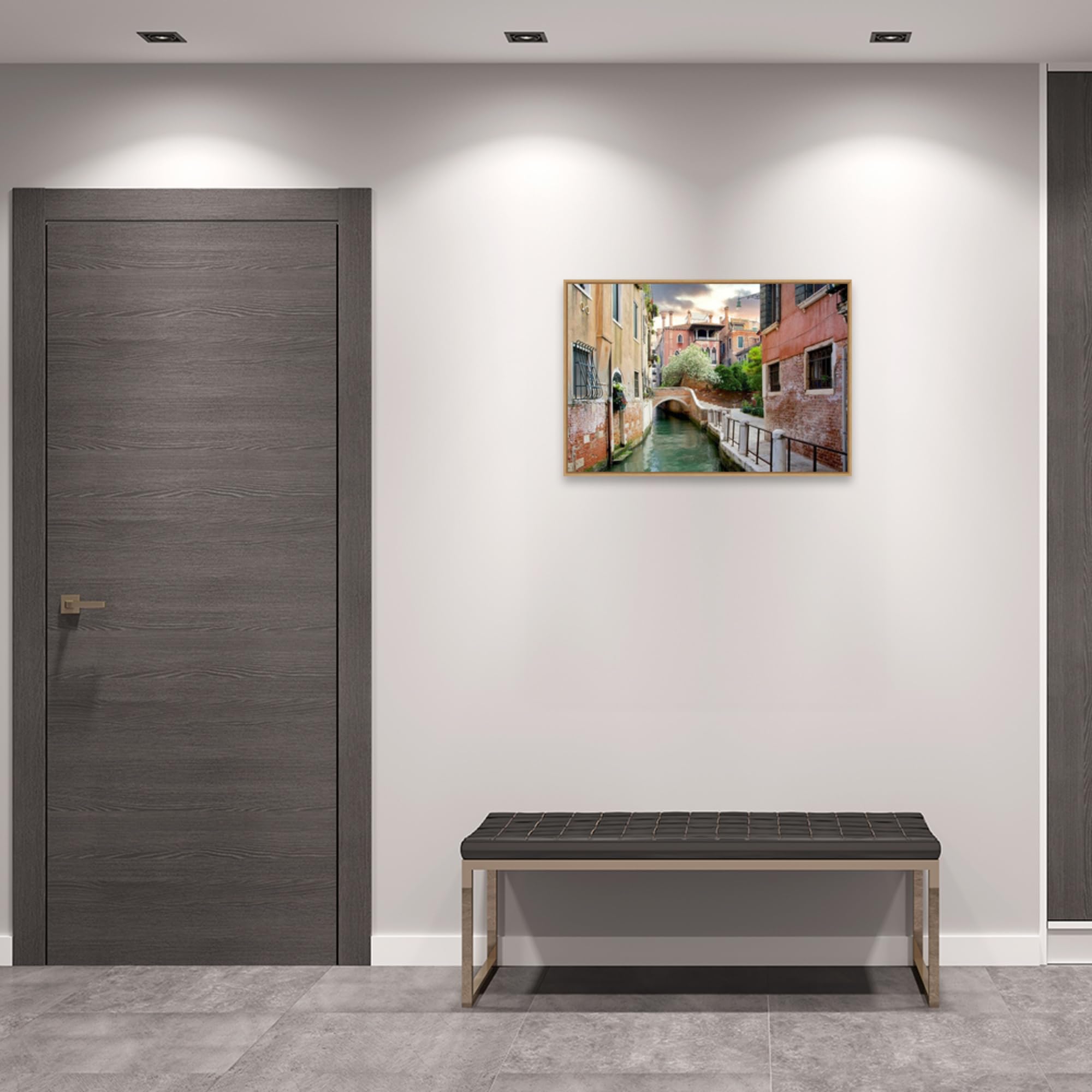 Amanti Art Framed Canvas Wall Art - 23x33 Venetian Canale #9 by Alan Blaustein, Modern Cityscape Painting for Living Room, Bedroom & Office Decor | Large Framed Canvas Artwork for Home & Office Wall Decor