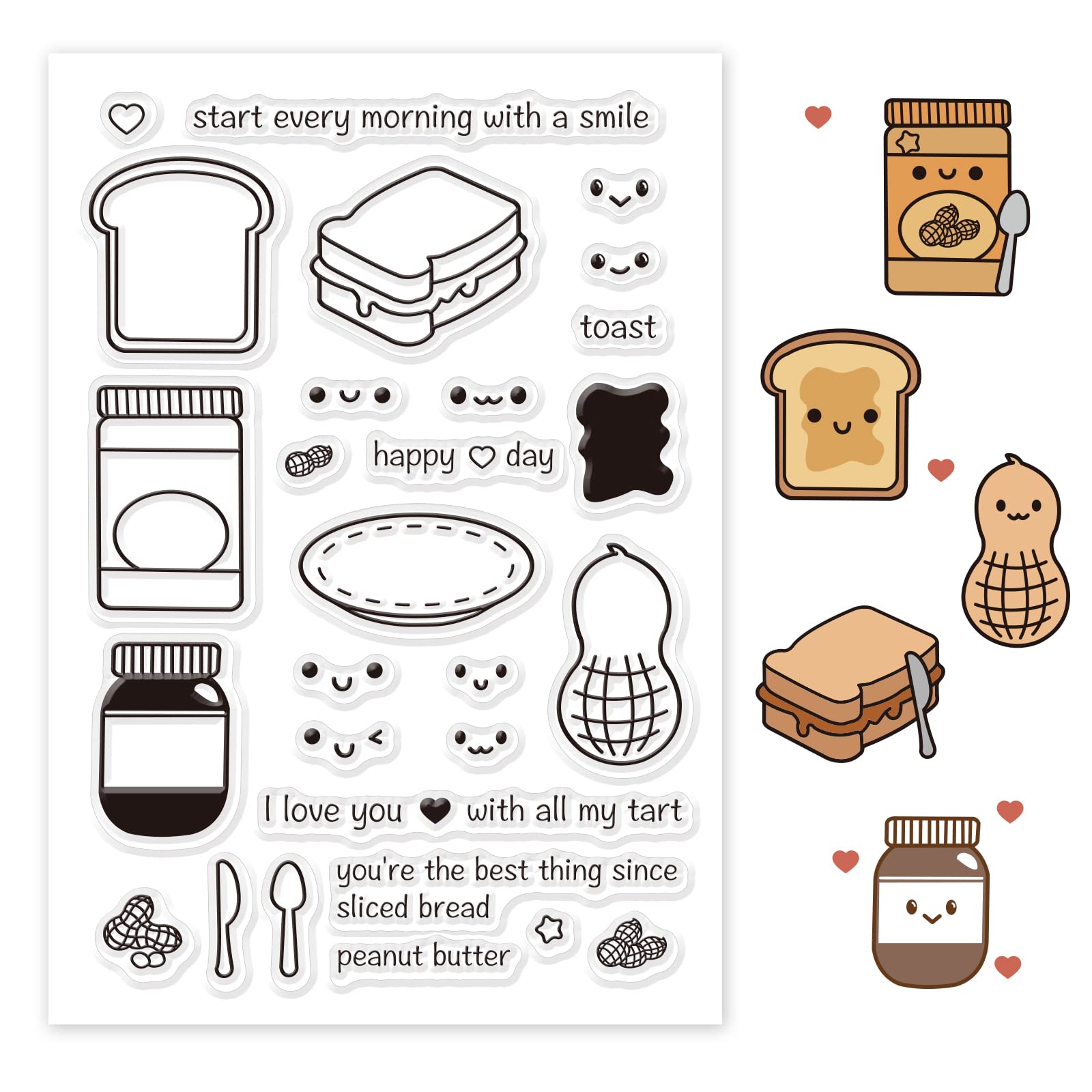 Globleland Clear Peanut Butter Bread Silicone Stamps for DIY Scrapbooking, Card Making & Photo Albums - Perfect for Birthday, Easter, Valentine's Day Crafts & Paper Decorations