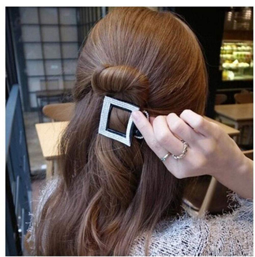 Elegant Rhinestone Hair Comb for Women - Crystal Hair Clip, Hairpin, Hair Grip - Square Black Headwear for Weddings, Parties & Special Occasions