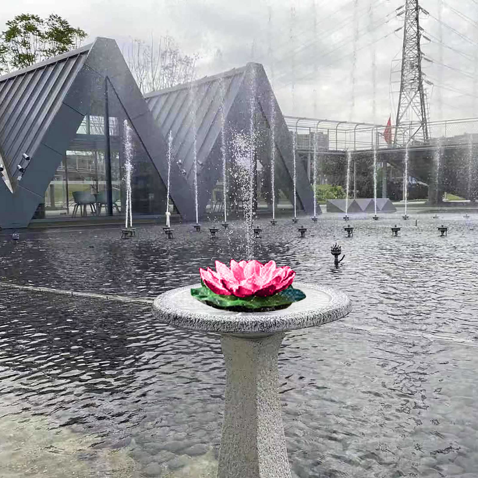 Solar Powered Fountain Bird Bath with 6 Nozzles - Free Standing Floating Lotus Outdoor Water Feature for Garden, Pond, Patio & Pool Decor | Solar Water Pump for Bird Watching & Relaxing Outdoor Spaces