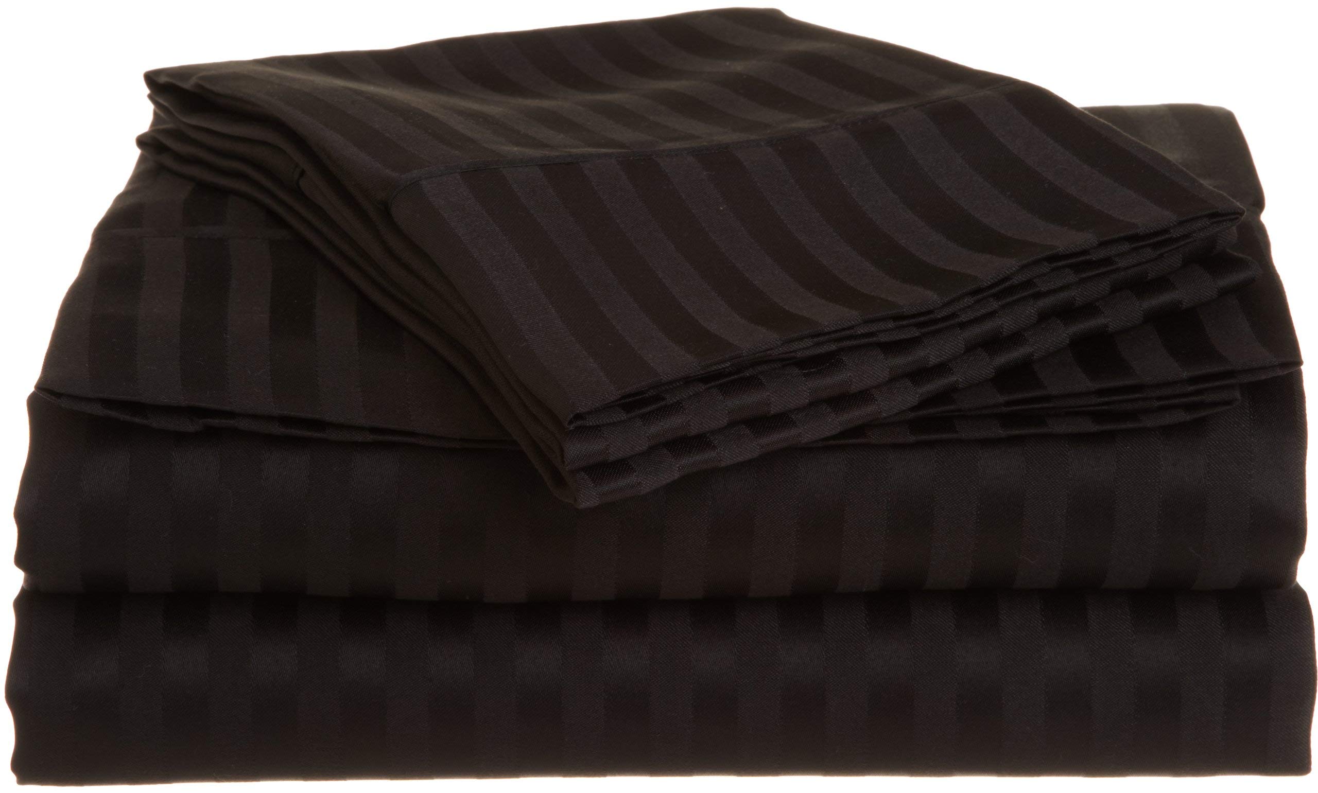 4 Pcs 800 Thread Count 100% Egyptian Cotton Split Top Cal-King Bed Sheets Set - Black Stripe, Fits Adjustable Beds with 12
