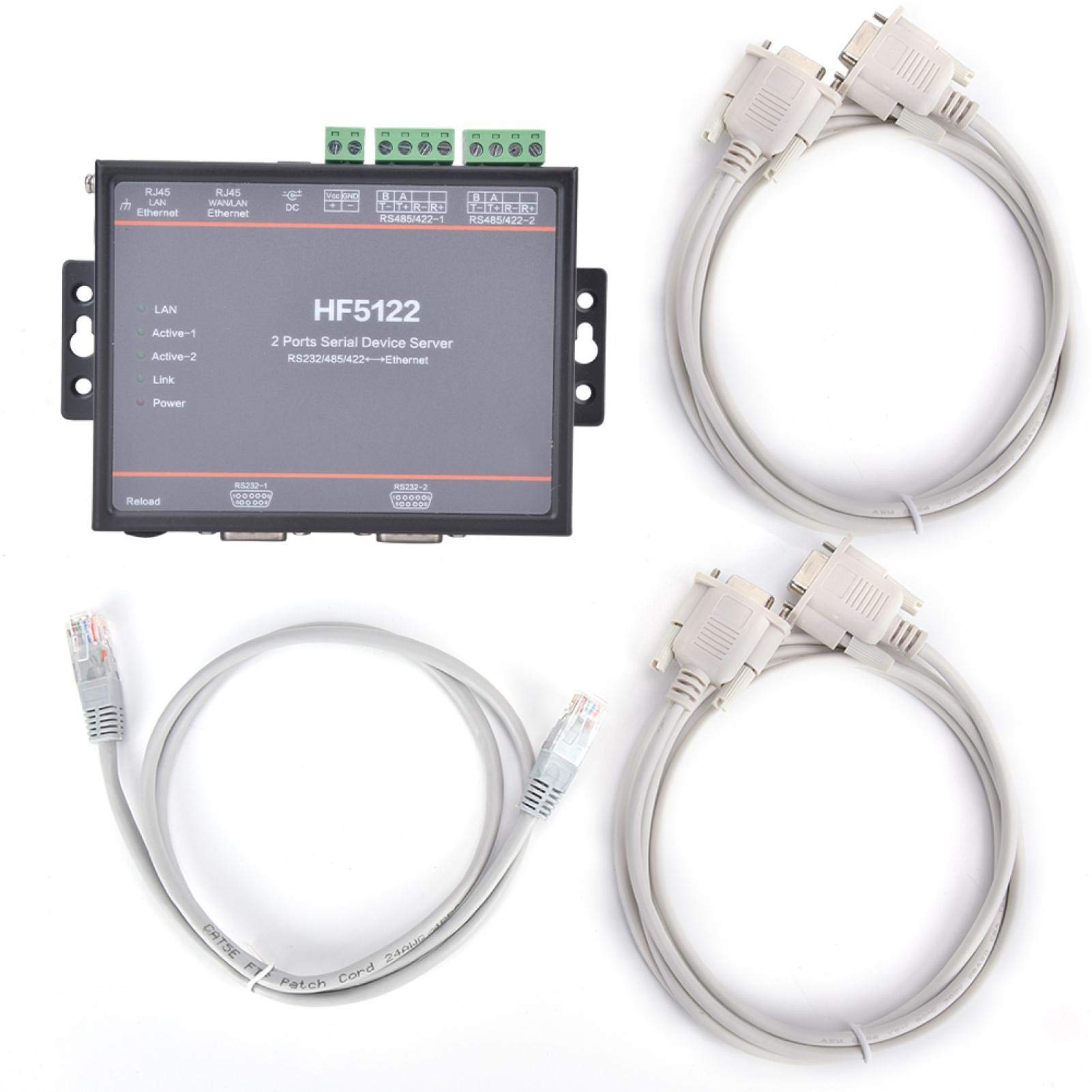 Agatige HF-5122 Dual Serial Port to Ethernet Converter - RS232/RS485/RS422 Serial Server for Industrial Automation & Remote Device Management | Network Extension Solution for PLC, CNC, POS & Medical Equipment Connectivity