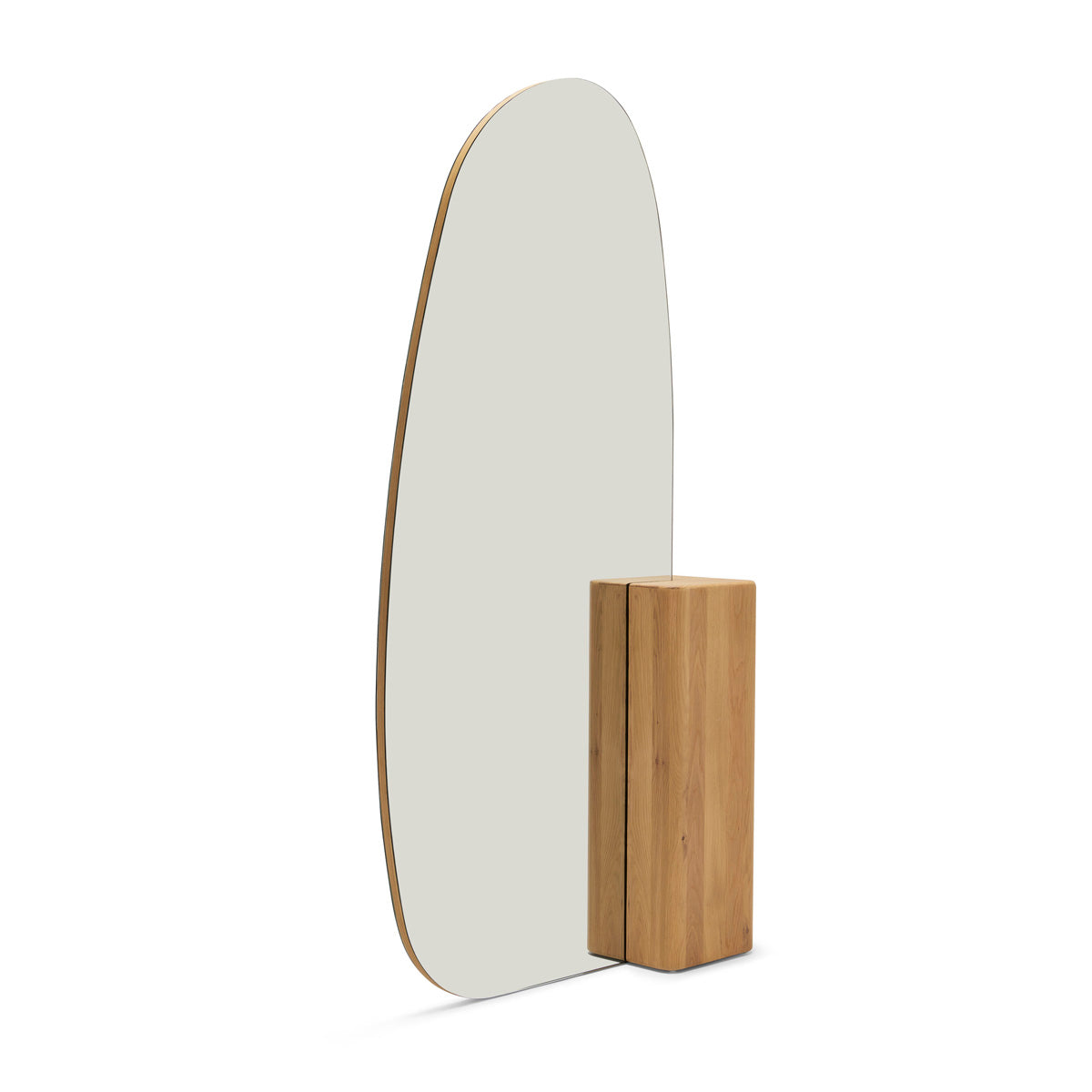 Stylish Oak Block Floor Mirror - Full-Length Standing Mirror for Bedroom, Living Room & Entryway - Modern Home Decor & Vanity Mirror