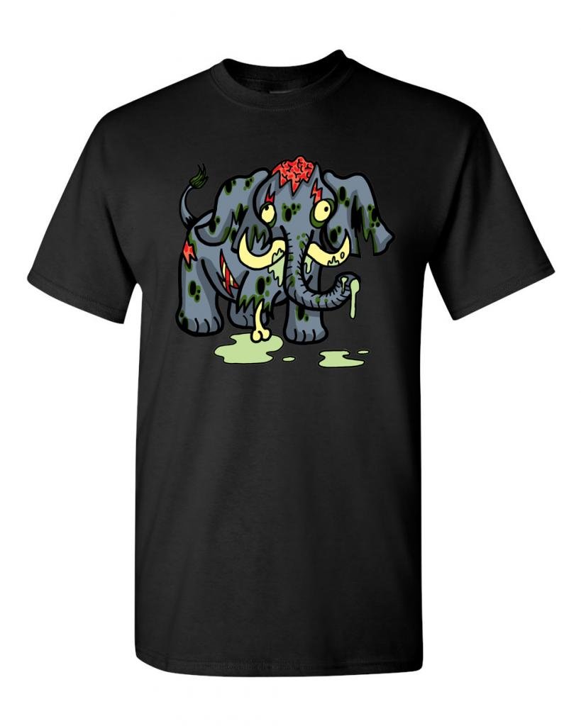 Zombie Elephant Undead Animals Graphic T-Shirt for Men & Women - Cool Horror Theme Tee for Halloween, Cosplay, and Casual Wear
