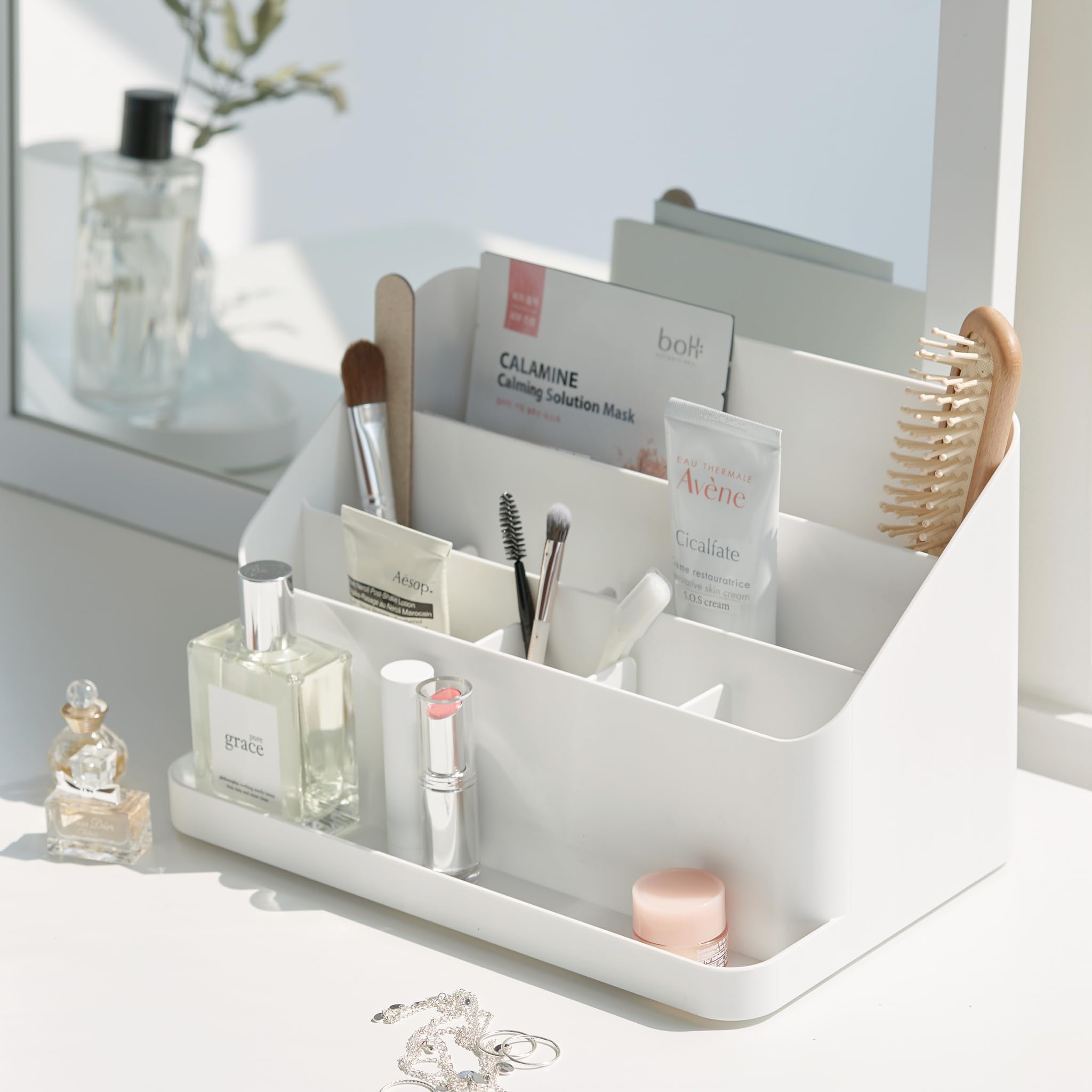 BLUE GINKGO Large Desk Organizer - Premium Office & Craft Storage Solution | White Stationery Organizer, Pencil & Pen Holder | Made in Korea | Perfect for Home Office, Study Desk & School Supplies Organization