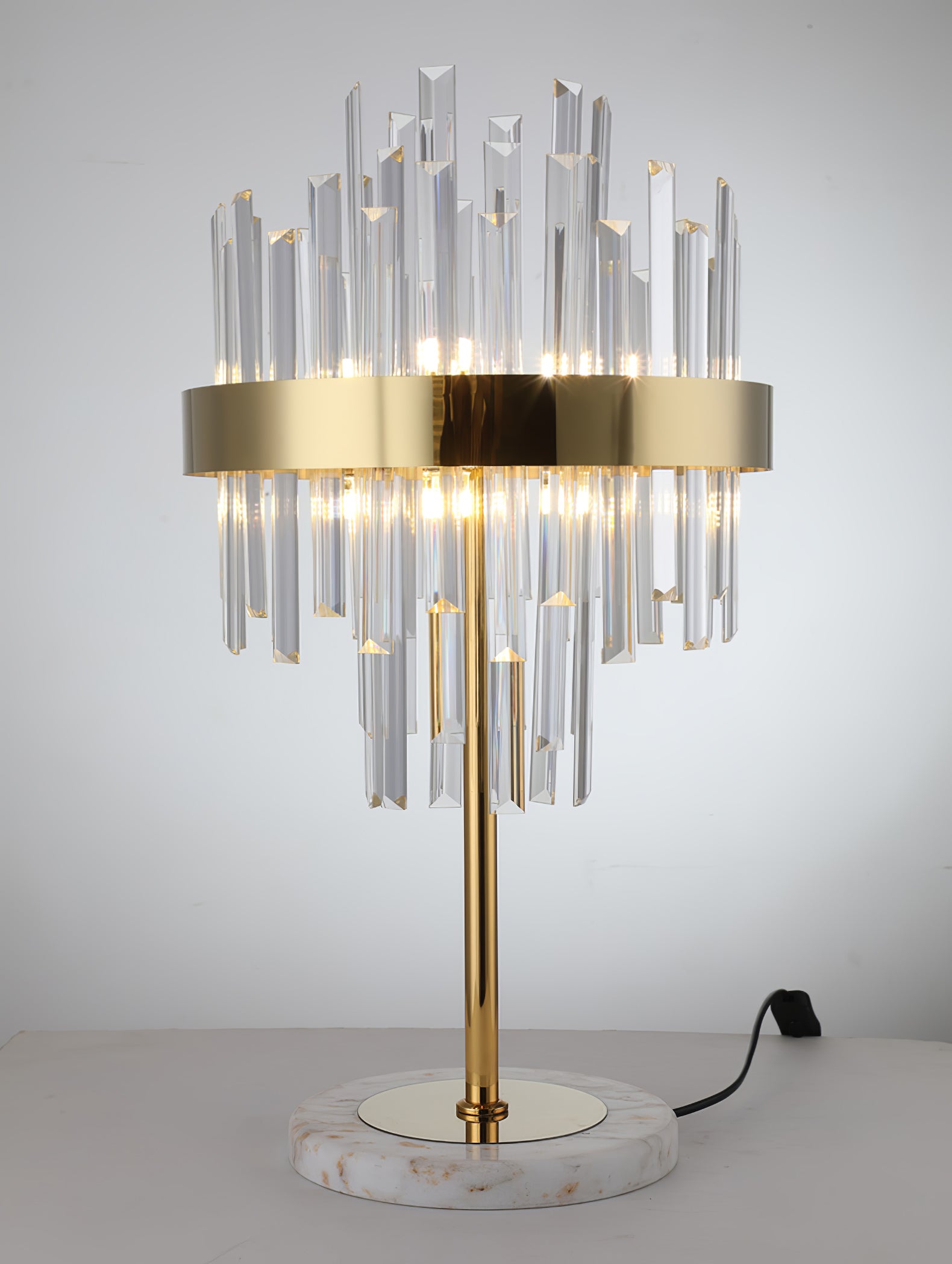 Elegant Crystal Marble LED Desk Lamp - Modern Office & Study Table Light for Home, Bedroom, Dorm - Perfect for Reading, Working & Decor