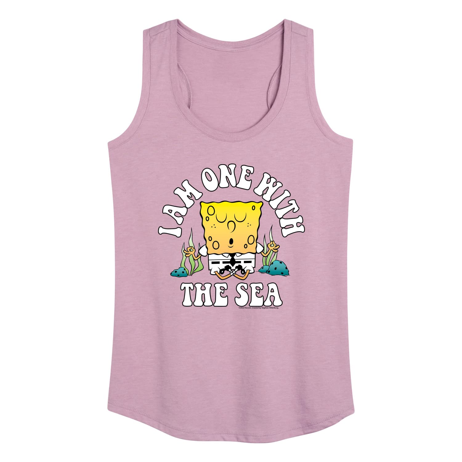 Spongebob SpongePants 'I'm One with The Sea' Women's Racerback Tank Top - Hybrid Apparel - Perfect for Beach Days, Summer Outfits & Cartoon Lovers