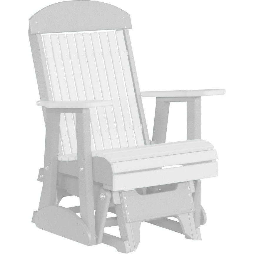 LuxCraft 2FT White Classic Highback Recycled Plastic Glider Chair - Eco-Friendly Outdoor Rocking Chair for Patio, Garden & Nursery Relaxation