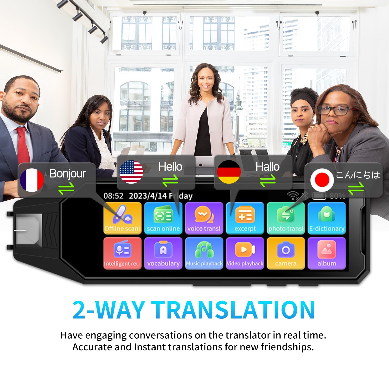 Multilingual Language Translator Pen - 142 Languages Real-Time Two-Way Translation Device with 4.58
