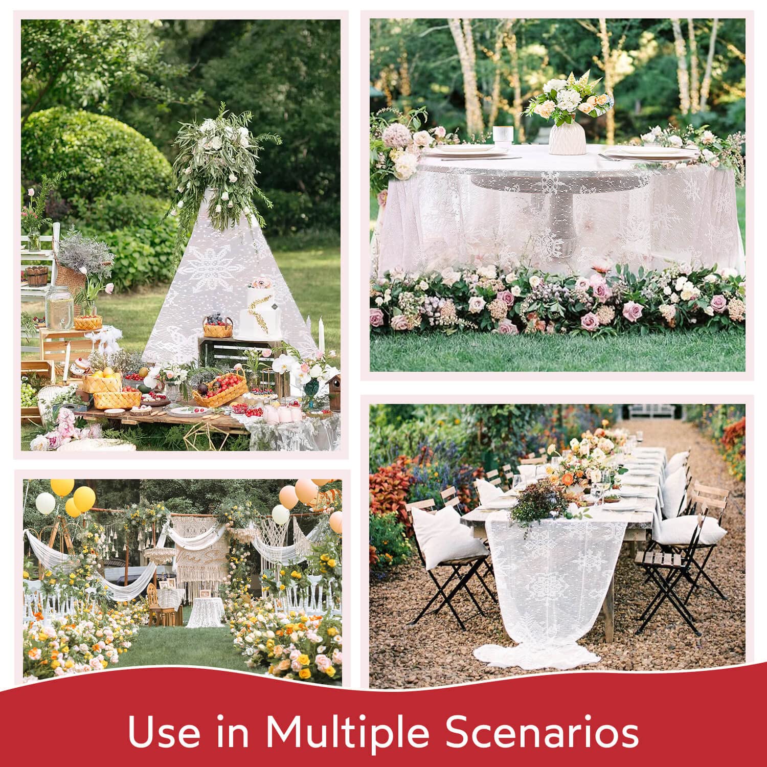 WUBODTI 70 Inch Round White Christmas Tablecloth with Snowflake Lace & Floral Embroidery - Elegant Sheer Dining Table Cover for Restaurants, Coffee Shops, Kitchen & Holiday Decor | Perfect for Christmas Parties, Family Gatherings & Festive Dining