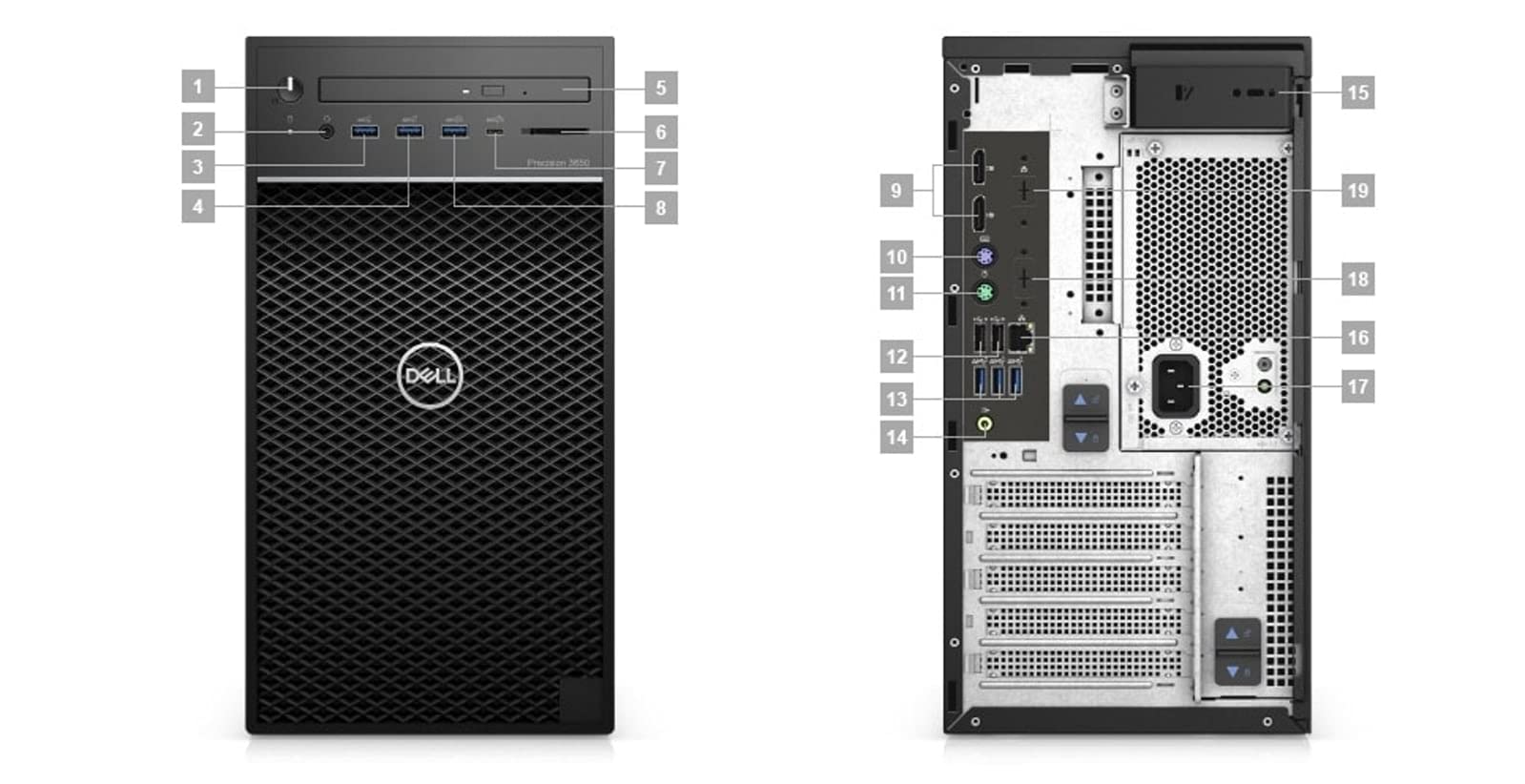 Dell Precision 3650 Tower Workstation PC - Intel Core i7-11700 Processor, 32GB RAM, 512GB SSD, NVIDIA Quadro P1000 4GB GDDR5 - Windows 10 Pro (Black) - Ideal for CAD, 3D Modeling, Video Editing & Graphic Design