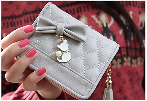 UTO Women's PU Leather Wallet with Cat Pendant - Large Capacity Card Phone Holder for Daily Use
