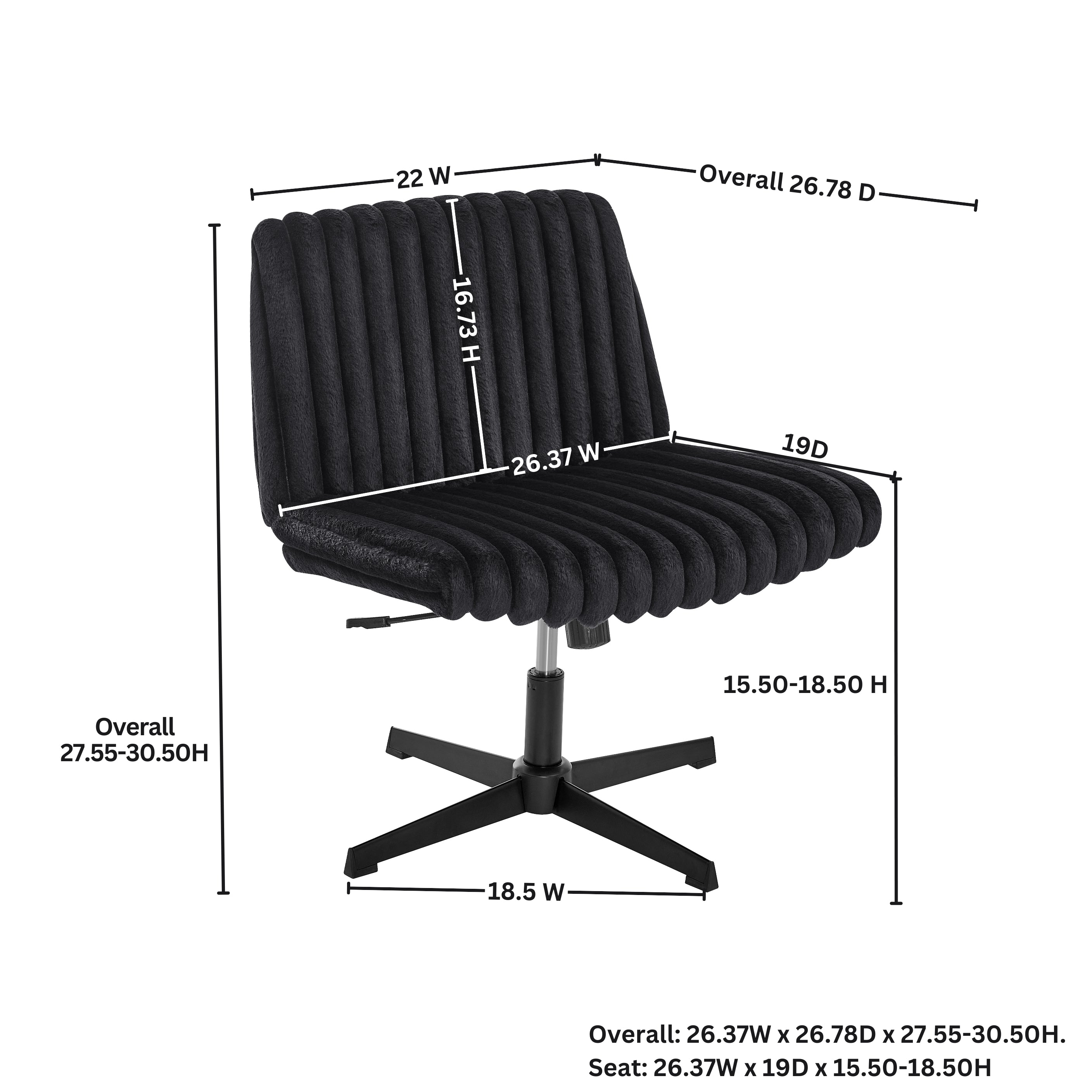 Roundhill Blynn Adjustable Swivel Criss Cross Chair - Wide Seat Ergonomic Office Chair with Lumbar Support, Vanity Makeup Chair for Home & Office Workspace, Study Desk, Dressing Table and Beauty Salon