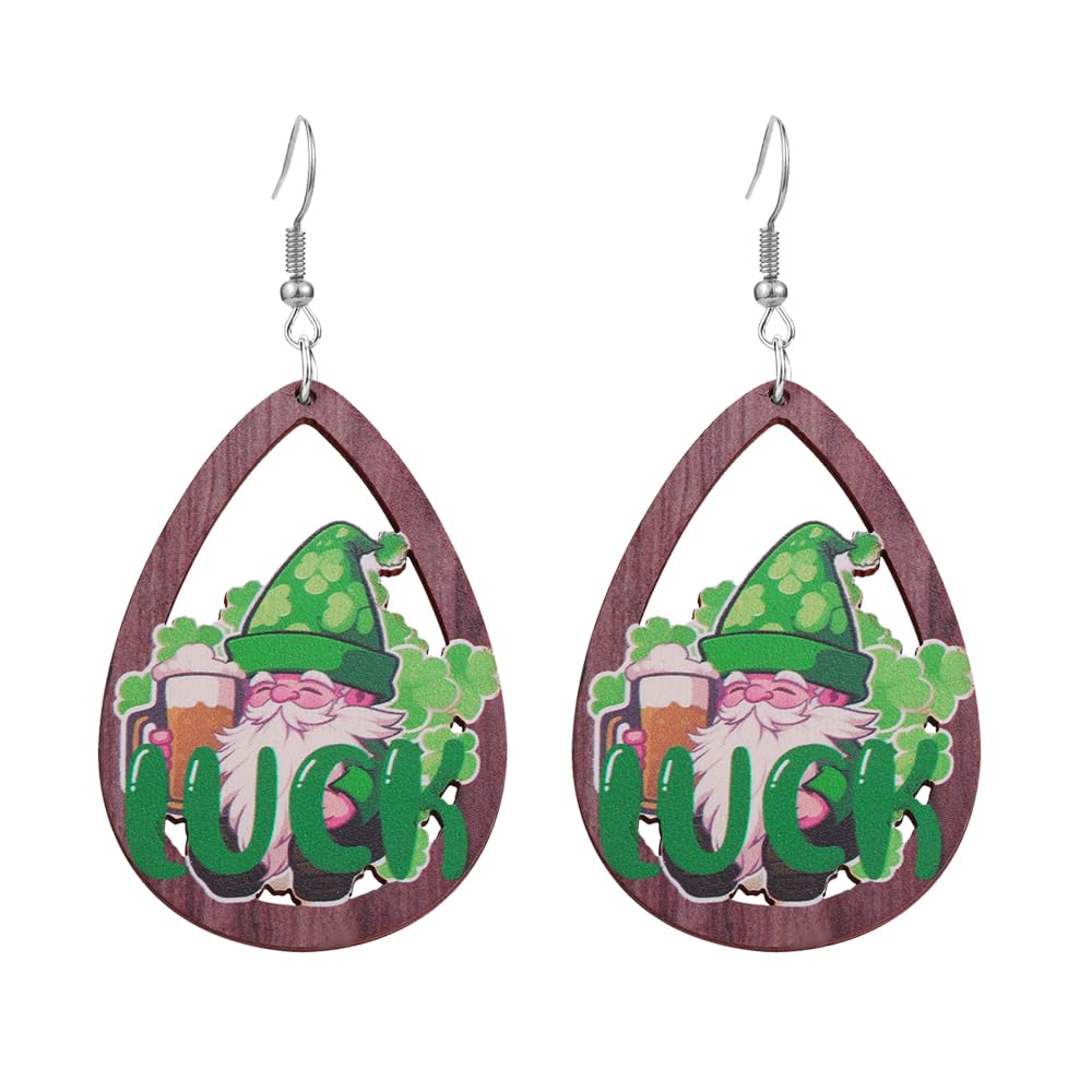 Lucky Green Shamrock Dangle Earrings for Women - St. Patrick's Day Clover Hat Drop Earrings Jewelry Gift (Perfect for Irish-Themed Parties, Festivals & Holiday Celebrations)