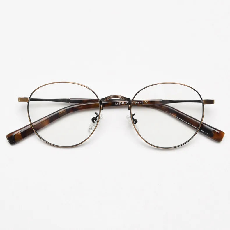 CCspace Unisex Full Rim Round Alloy Eyeglasses 56836 - Lightweight Metal Frame Glasses for Men & Women - Perfect for Reading, Driving & Daily Wear