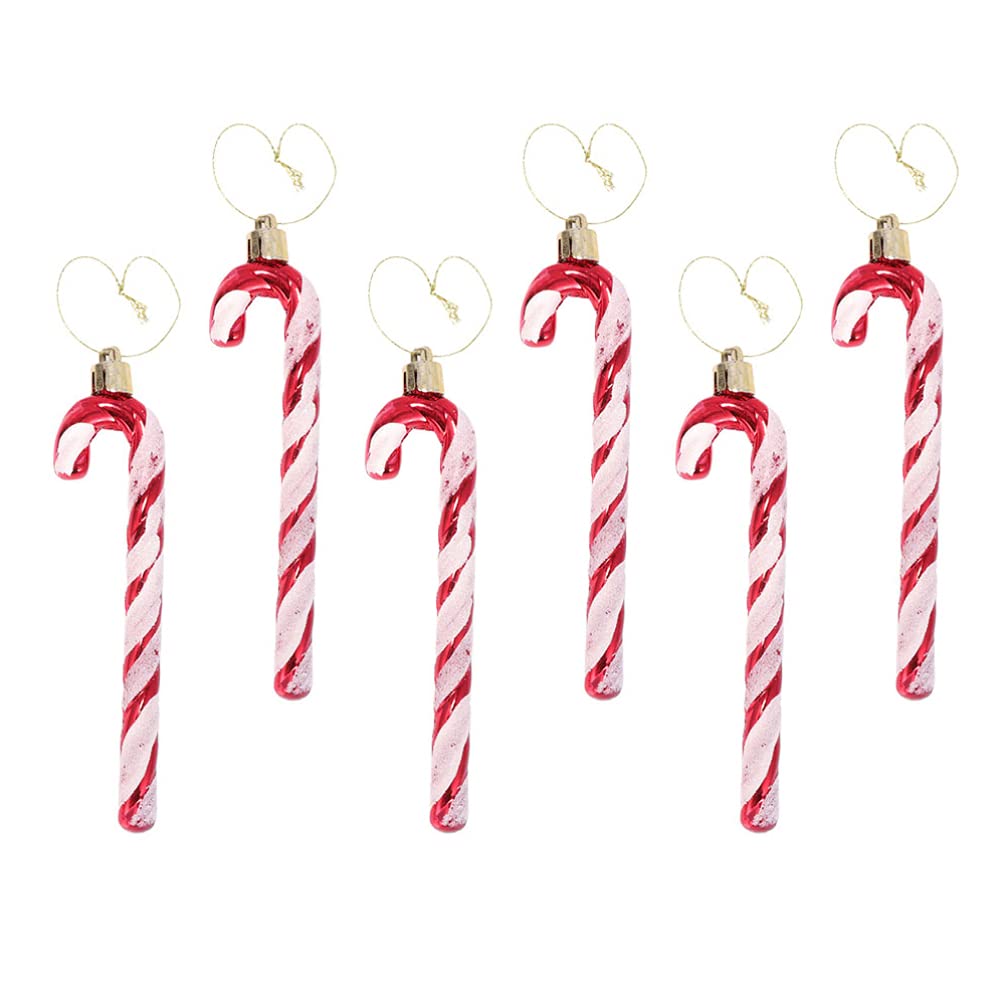Toyvian 6pcs Christmas Candy Cane Ornaments - Red and White Hanging Decorations for Xmas Tree, Home & Holiday Party | Plastic Candy Cane Decor for Christmas Festivities, Gift Exchanges & Winter Celebrations