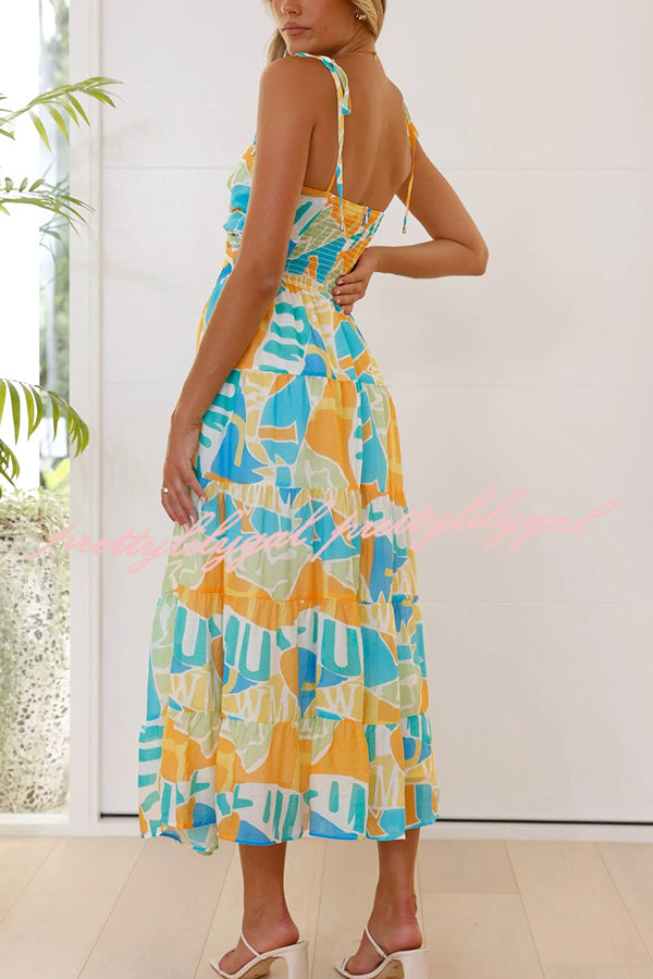 Stylish Printed Suspender Tie Back Pleated Midi Dress for Women | Flattering A-Line Summer Dress for Office, Party & Date Night