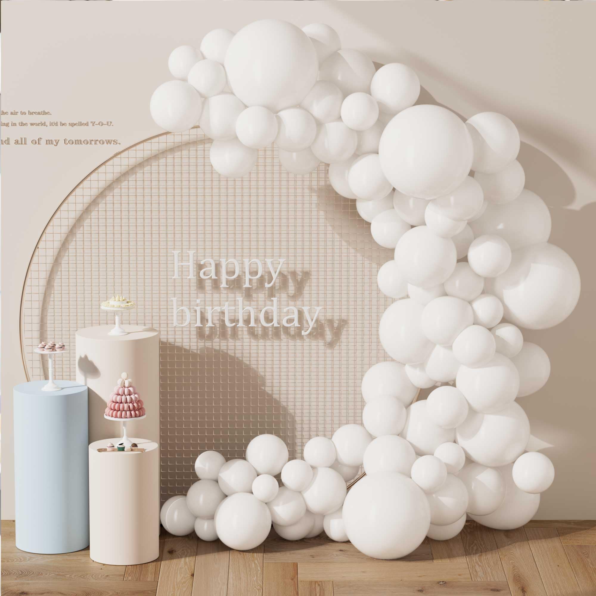 130PCS White Latex Balloons - 18/12/10/5 Inch Mixed Sizes - Helium Balloons with Ribbon for Party Decorations - Perfect for Birthday, Wedding, Graduation, Anniversary & Baby Shower Events - Indoor & Outdoor Celebration Decor