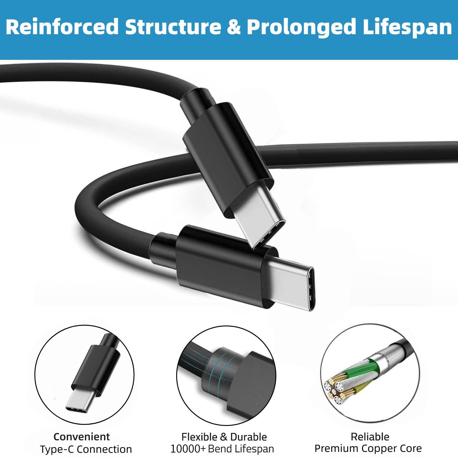 Oculus Quest 2 Charger Replacement - Fast Charging USB-C Cable (6.6Ft) Compatible with Meta Quest 3/2/1 VR Headset - Perfect for Gaming, Virtual Reality & Extended Play Sessions