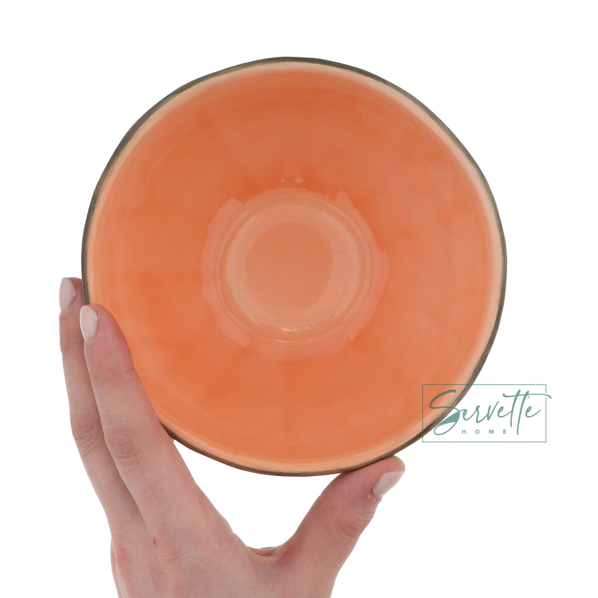 Servette Home 12oz Ceramic Breakfast Bowl - Perfect for Cereal, Yogurt, Fruit, Soup & Dessert - Cantaloupe Color - Ideal for Morning Meals, Snacks & Family Dining