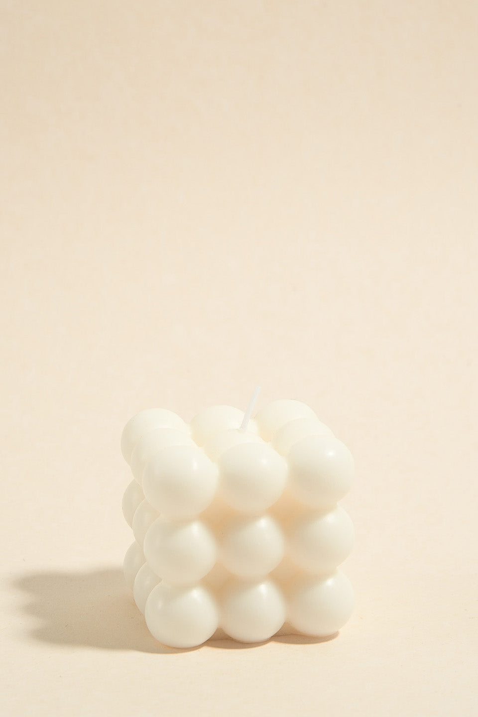 Handmade Soy Wax Ivory Candle in Bubble Cube Design - Medium Size for Home Decor, Relaxation & Gifts