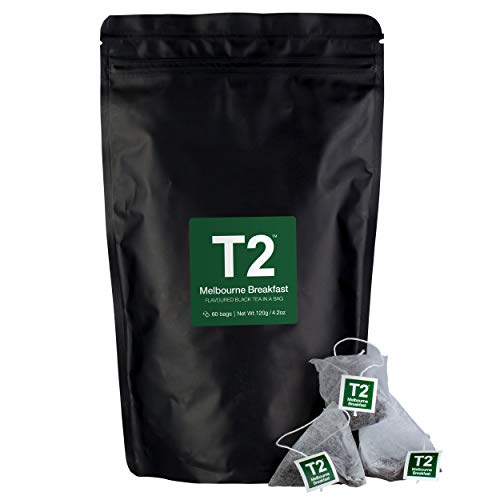 T2 Tea - Melbourne Breakfast Black Tea Bags | 60 Count Resealable Pack (120g/4.2oz) | Rich & Robust Flavor | Perfect for Morning Tea Time & Afternoon Relaxation