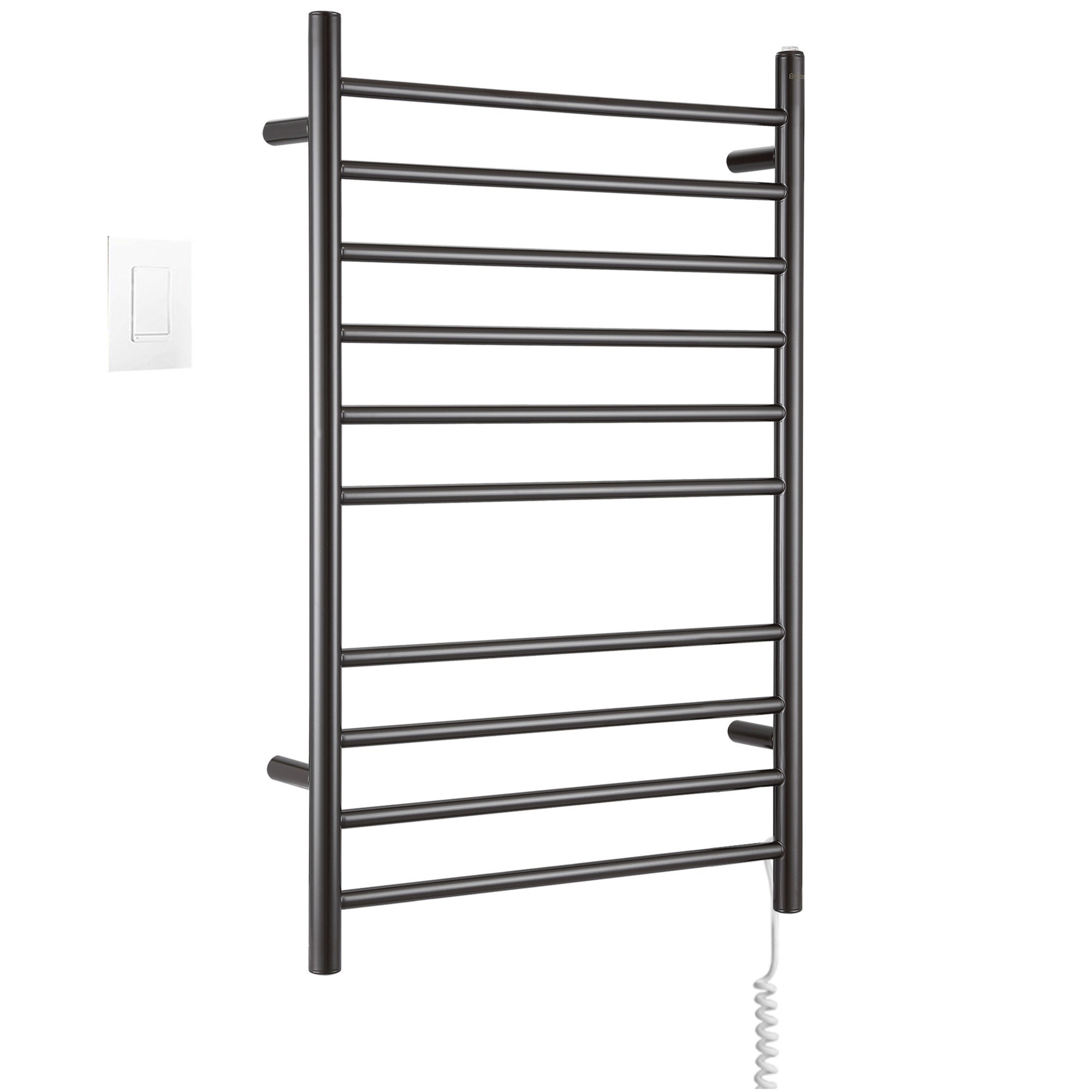 Ancona Novara Dual 10 Bar Hardwire & Plug-in Wall Mount Towel Warmer with WiFi Timer - Oil Rubbed Bronze Finish | Bathroom Luxury Heated Towel Rack for Spa, Hotel & Home Use
