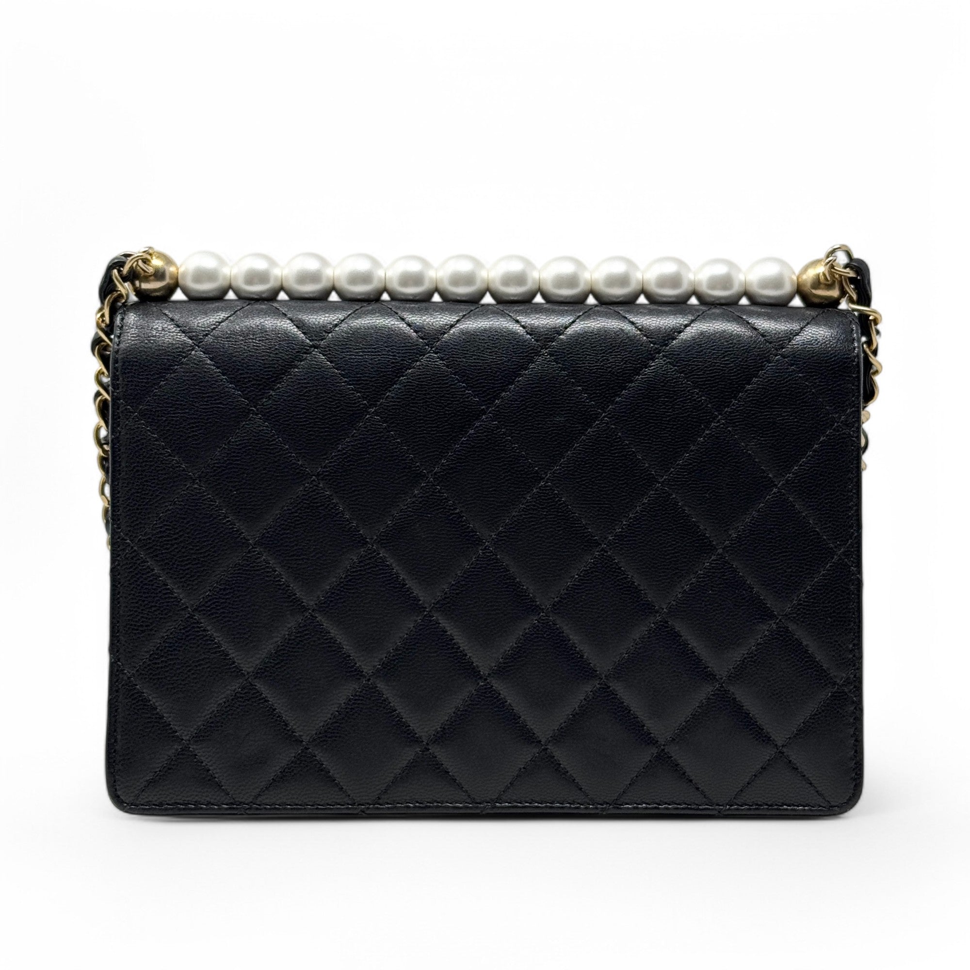 Chanel Black Small Chic Pearl Flap Bag - Luxury Designer Crossbody Purse for Women | Perfect for Evening Parties, Date Nights & Special Occasions