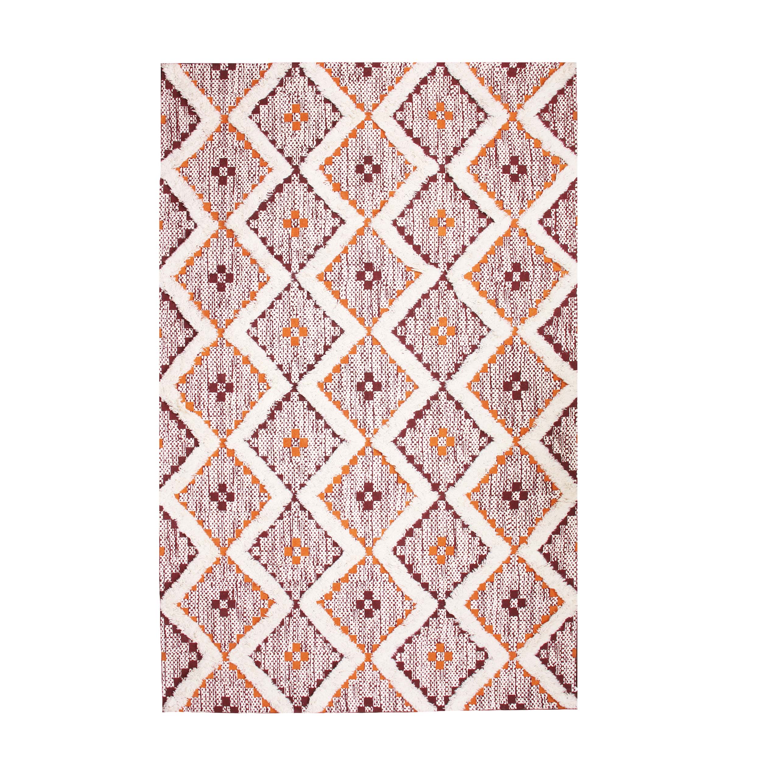 Hand Tufted Cotton Wool Geometric Farmhouse Area Rug - Soft Textured Boho Chic Rug for Living Room, Bedroom, Dining Room Decor