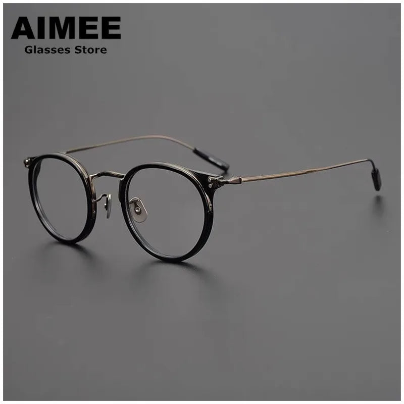 Unisex Aimee 1557 Round Full Rim Titanium Acetate Eyeglasses - Lightweight & Durable Glasses for Work, Reading & Everyday Wear