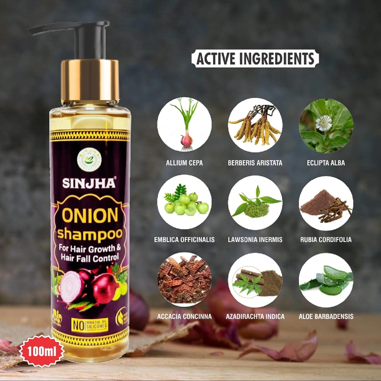 Sinjha Onion Black Seed Hair Oil 100ml with Onion Shampoo - Promotes Hair Growth & Reduces Hair Fall - Natural Hair Care Treatment for Thicker, Stronger Hair - Perfect for Daily Hair Care Routine & Scalp Nourishment