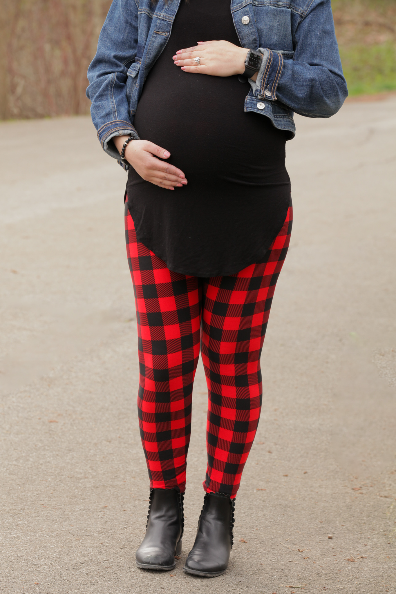 Buffalo Plaid Maternity Leggings - Soft Stretchy Pregnancy Pants for Comfort & Style | Perfect for Work, Yoga & Everyday Wear