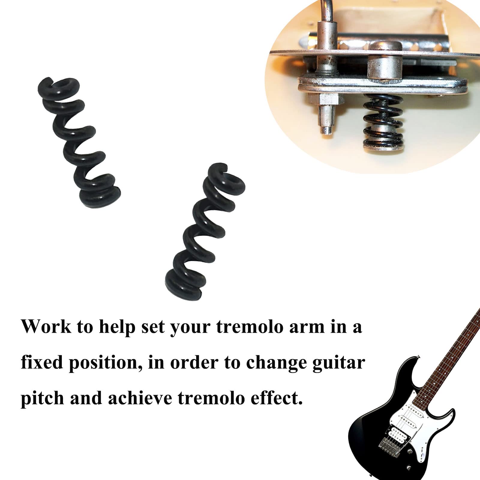 18-Piece Tremolo Arm Tension Springs for Electric Guitar - Fix Tremolo Arm in Position - Black Replacement Parts - Perfect for Guitar Maintenance & Performance Stability