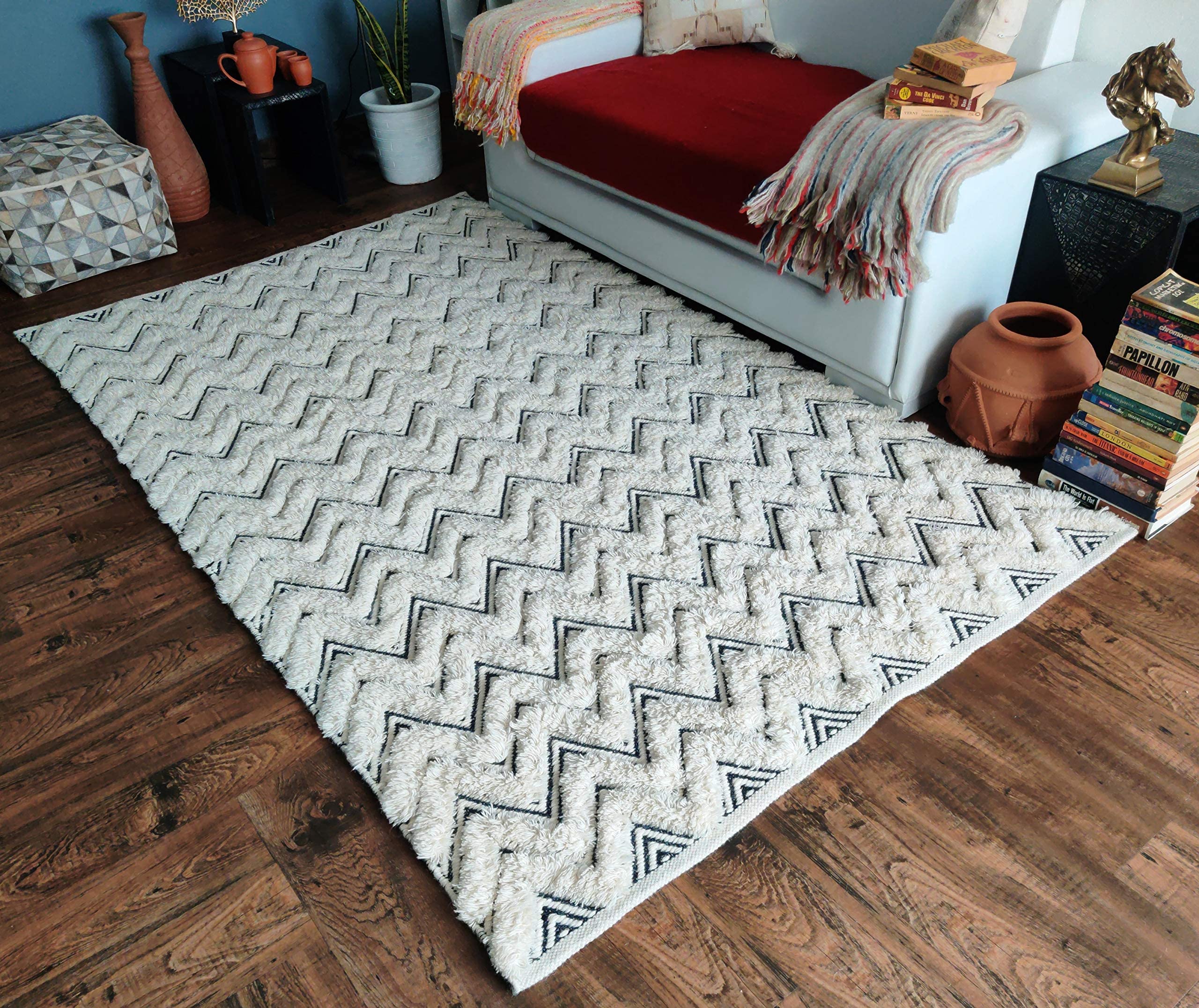 Loominaire Handmade Delta Wool & Cotton Natural Fiber Rug – Easy Maintenance, 3' x 5' Living Room, Bedroom & Family Room Floor Carpet – Soft & Durable for Cozy Home Decor
