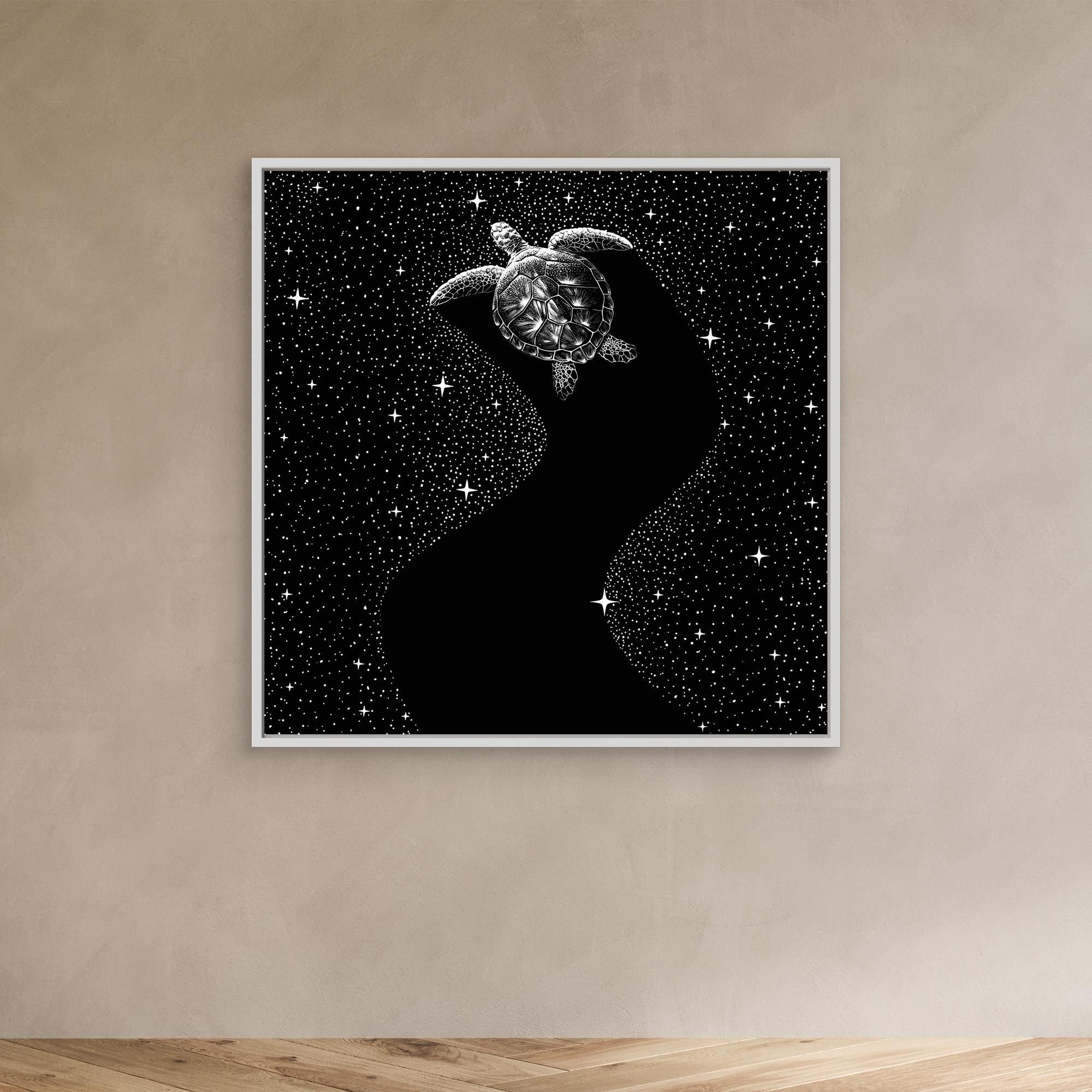 Starry Turtle Canvas Print - Black Version by Alirıza Çakir | Modern Wall Art for Living Room, Bedroom & Office Decor