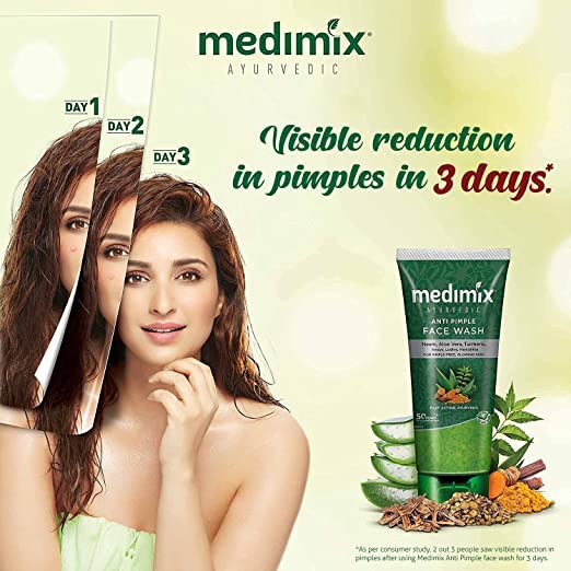 Medimix Ayurvedic Anti-Pimple Face Wash for Women & Men - 50ml (Pack of 3) | Natural Acne Treatment, Oil Control & Skin Brightening | Perfect for Daily Skincare Routine & Travel
