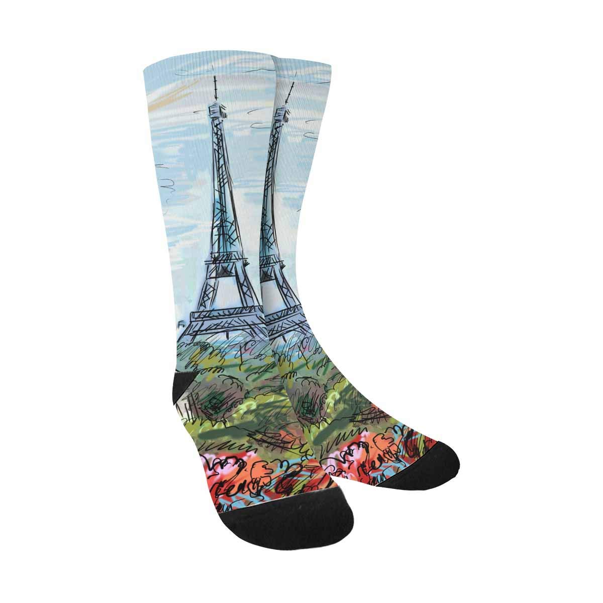 InterestPrint New York City & Eiffel Tower Crew Socks - Breathable Athletic Socks for Men & Women - Perfect for Running, Gym & Travel