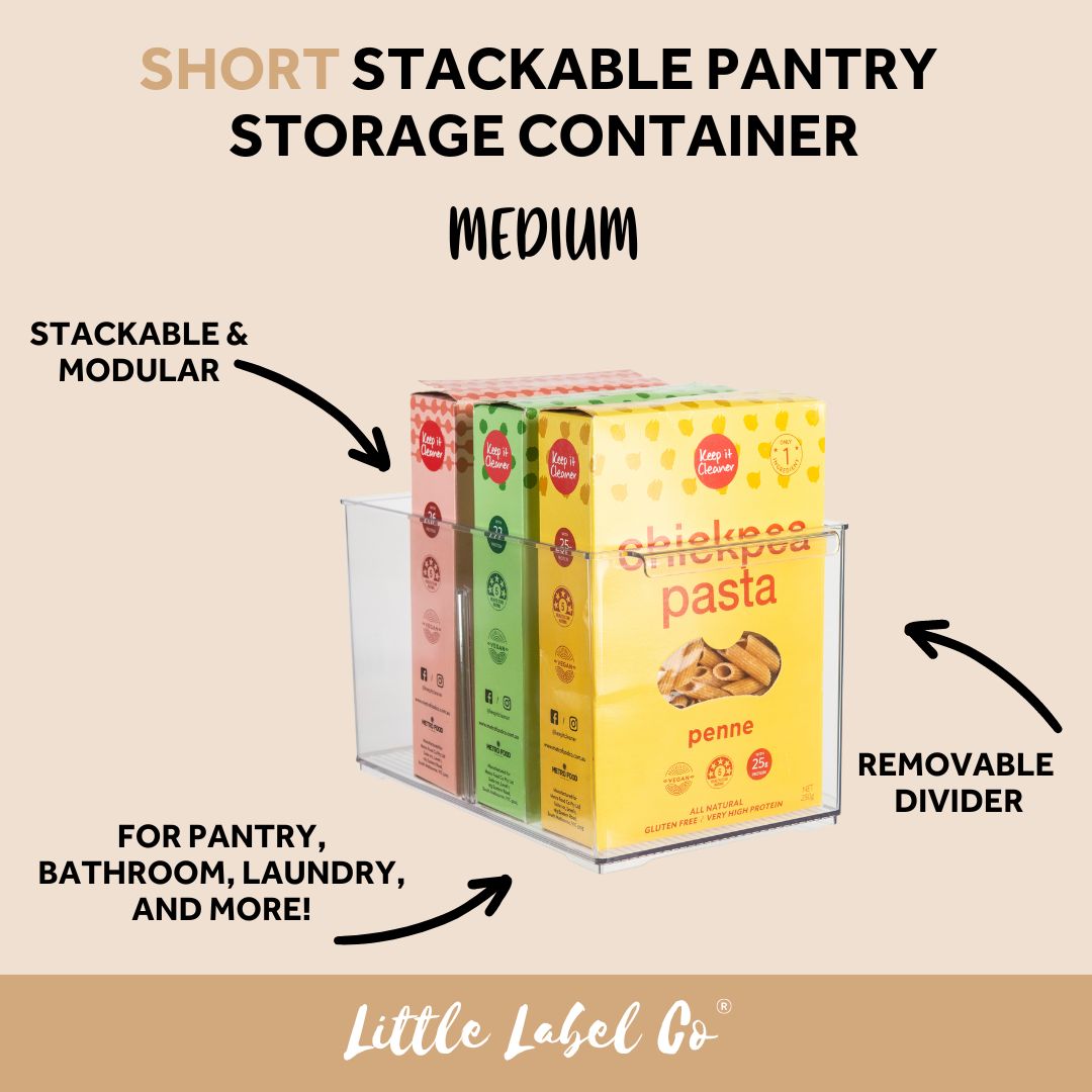 Stackable Pantry Storage Containers - Medium Size for Organizing Kitchen, Pantry & Food Storage | Airtight & Space-Saving