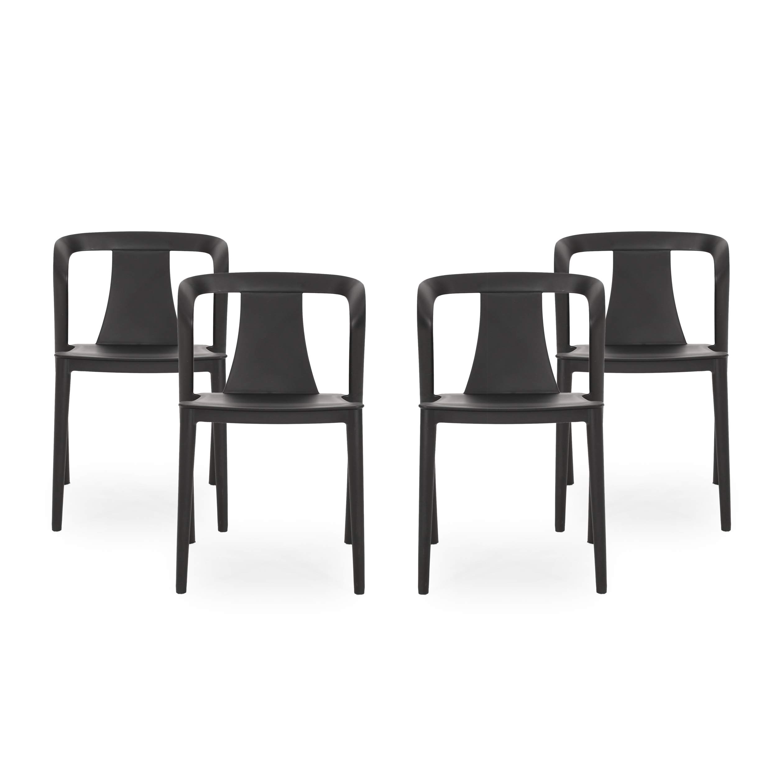 Christopher Knight Home Ianthe Outdoor Dining Chair Set of 4 - Weather-Resistant Black Patio Chairs for Backyard, Garden, and Poolside Dining