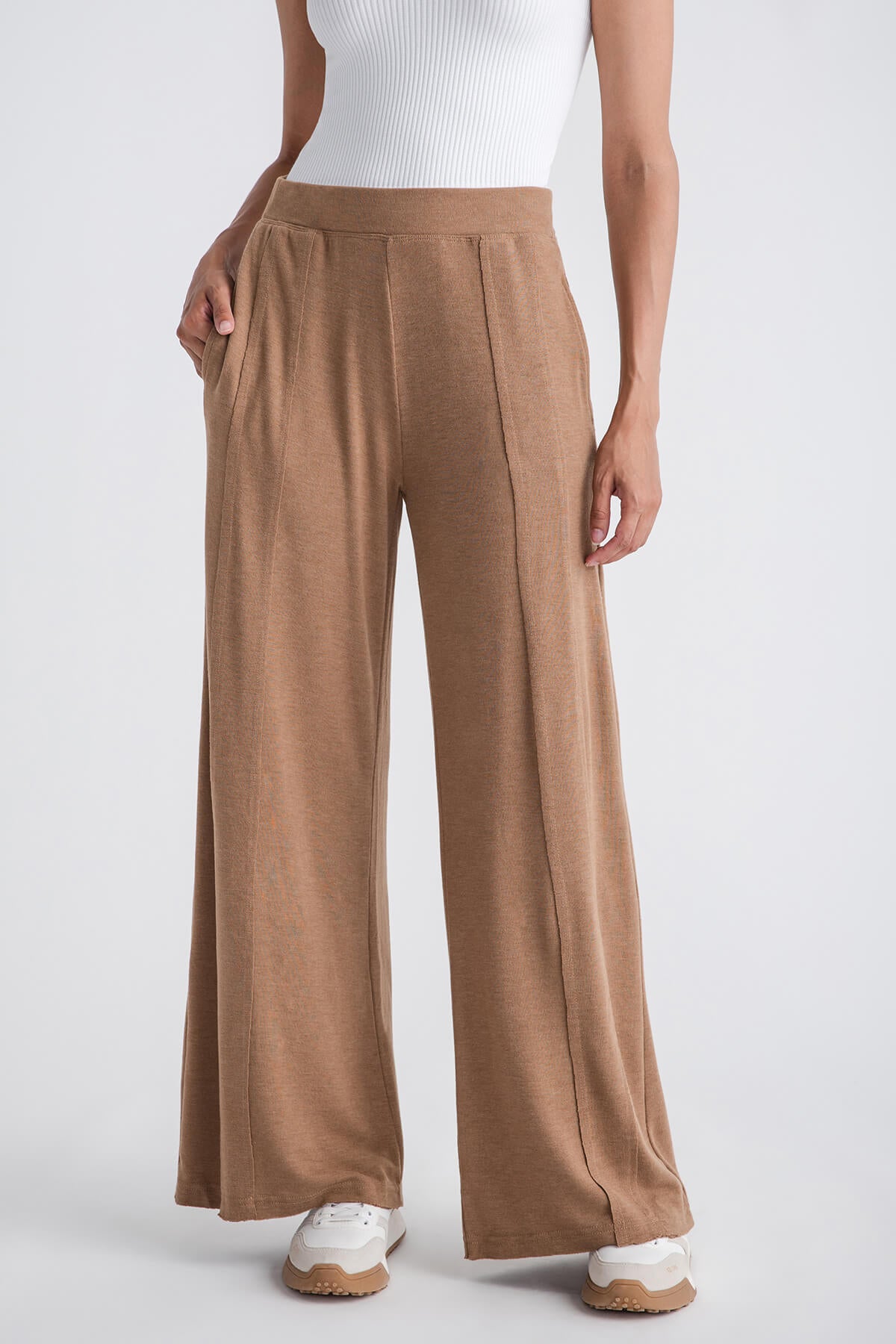 Risen Wide Leg Jersey Pants for Women - Comfortable Stretchy Lounge Pants for Yoga, Travel & Casual Wear