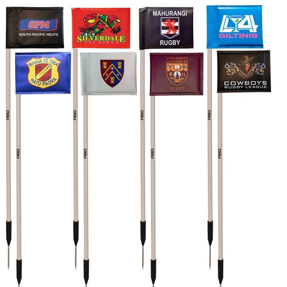 Premium Sideline Poles with Durable Printed Rigid Flags - Perfect for Football, Soccer & Sports Field Marking | Weather-Resistant for Outdoor Use