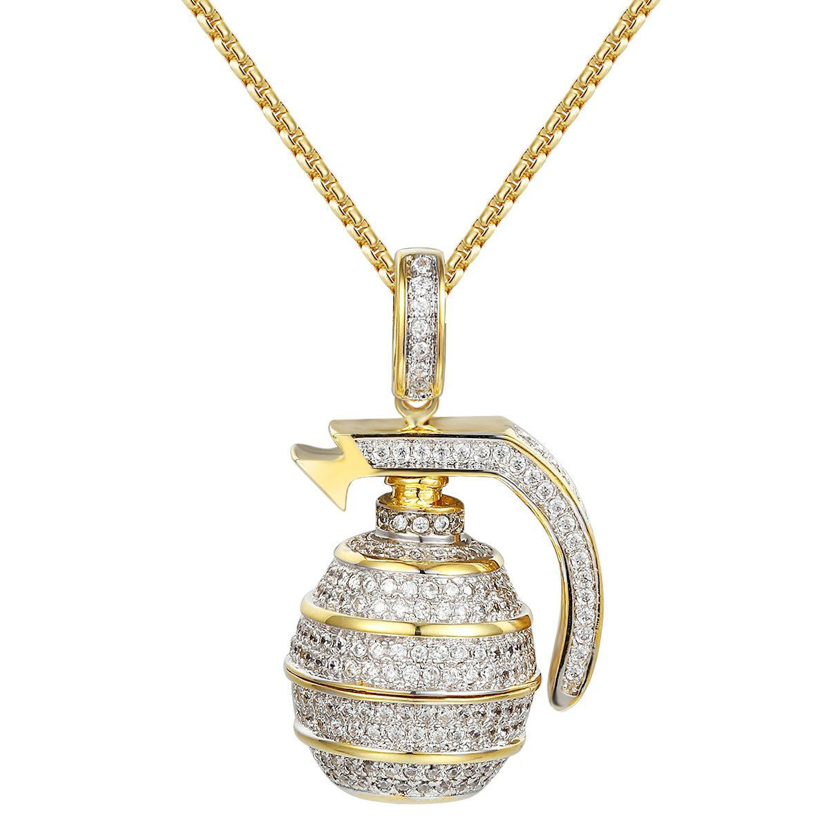 Men's Hand Grenade Bomb Pendant Necklace - Military Style Jewelry for Men - Perfect for Punk Fashion, Costume Parties & Edgy Streetwear