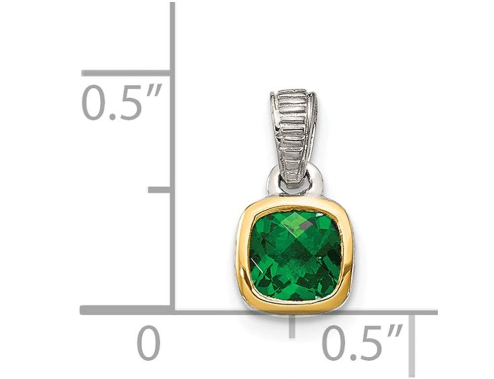 2/5 Carat (ctw) Princess Cut Lab Created Emerald Pendant Necklace in Sterling Silver with Chain - Elegant Jewelry Gift for Women, Perfect for Weddings, Anniversaries & Special Occasions